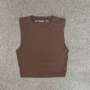 Aritzia TnAction Chocolate Brown Cropped Muscle Tee